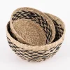 Sass & Belle Deko Schale aus Seegras 2er Set rund Zickzack natur schwarz 25x12cm