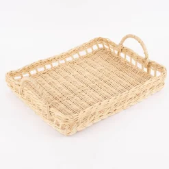 Sass & Belle Deko Tablett Rattan mit Griffen natur 40x30x7cm