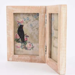 Sass & Belle Doppel Bilderrahmen Mangoholz weiß 26x18,5cm