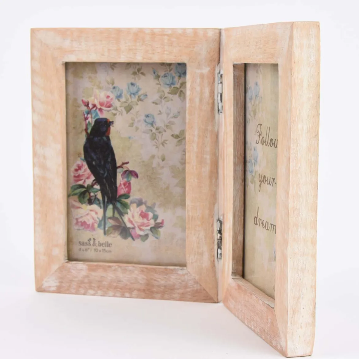 Sass & Belle Doppel Bilderrahmen Mangoholz weiß 26x18,5cm