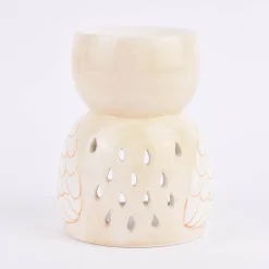 Sass & Belle Duftlampe Eule Olivia Dolomite creme weiß braun 10,5x13,5cm
