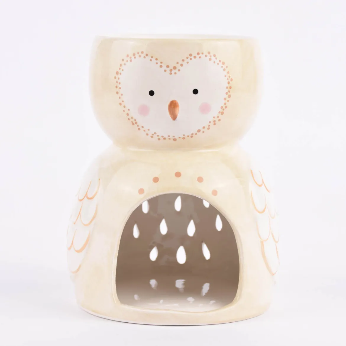 Sass & Belle Duftlampe Eule Olivia Dolomite creme weiß braun 10,5x13,5cm