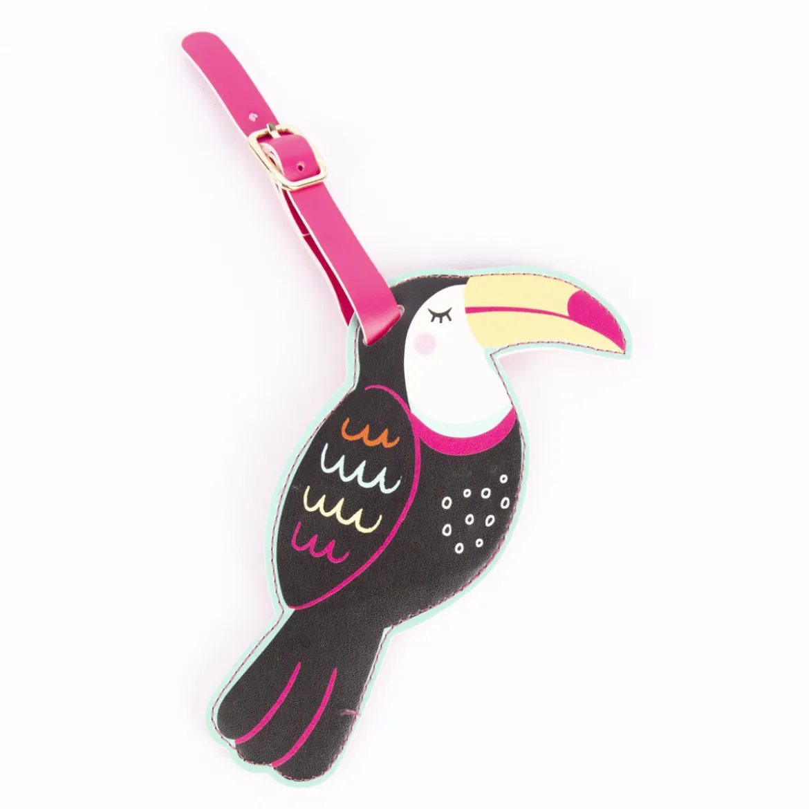 Sass & Belle Gepäckanhänger Tukan schwarz pink bunt 14x17cm