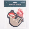 Sass & Belle Geschenkanhänger Mama und Baby Faultier mit Weihnachtsmütze 6 Stück Papier blau braun 10x7cm