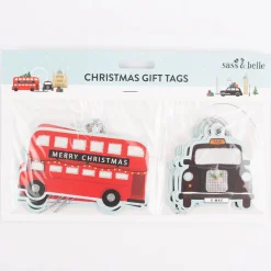 Sass & Belle Geschenkanhänger London Bus und London Taxi 12 Stück Papier bunt 2 Motive