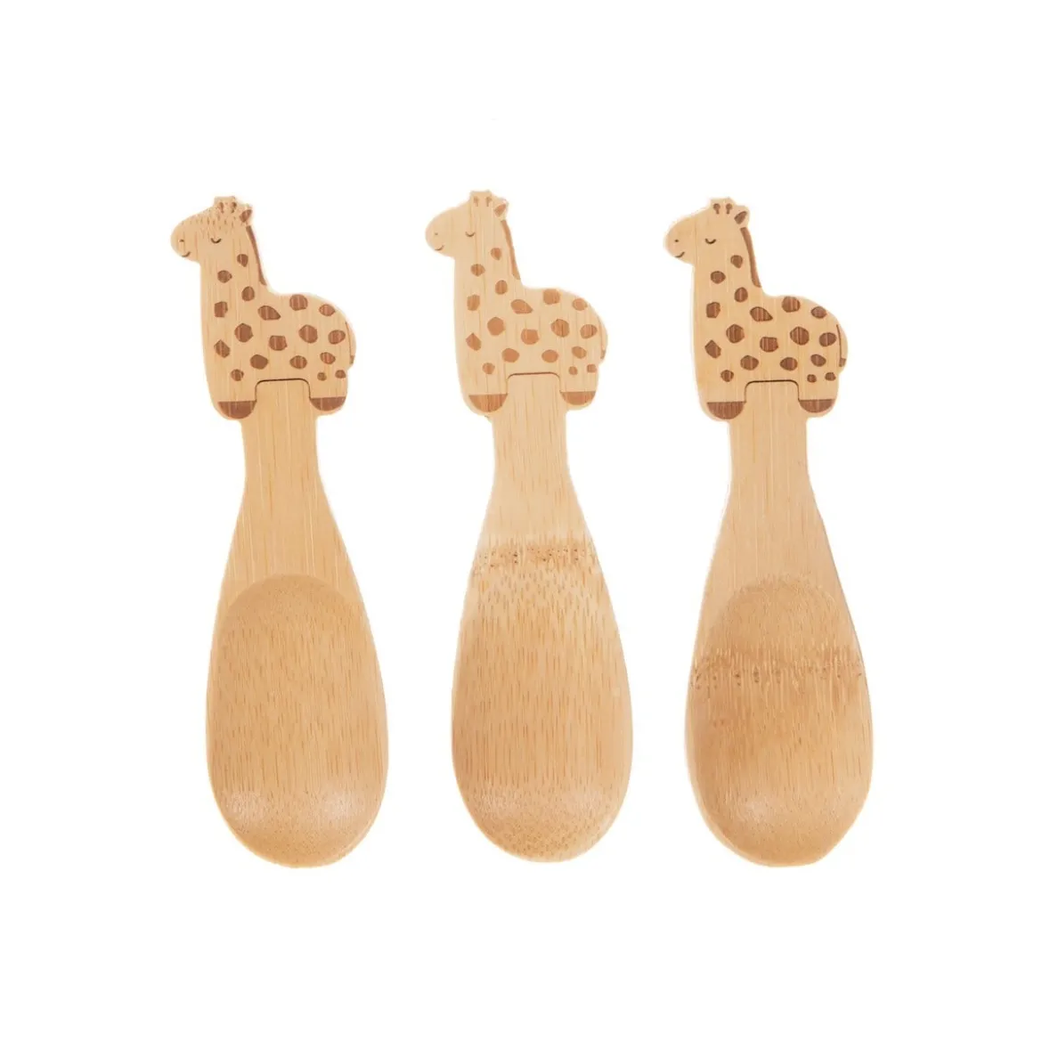 Sass & Belle Kinder Löffel Giraffe 3 Stück Bambus 3,5x12,5cm
