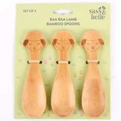 Sass & Belle Kinder Löffel Lamm 3 Stück Bambus 3,5x12,5cm