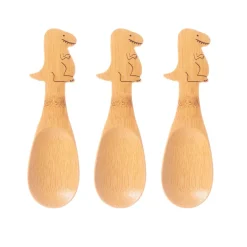 Sass & Belle Kinder Löffel T-Rex Dinosaurier 3 Stück Bambus 3,5x12,5cm