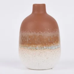 Sass & Belle kleine Vase Mojave glasiert Steinzeug braun weiß 7,5x11,5cm