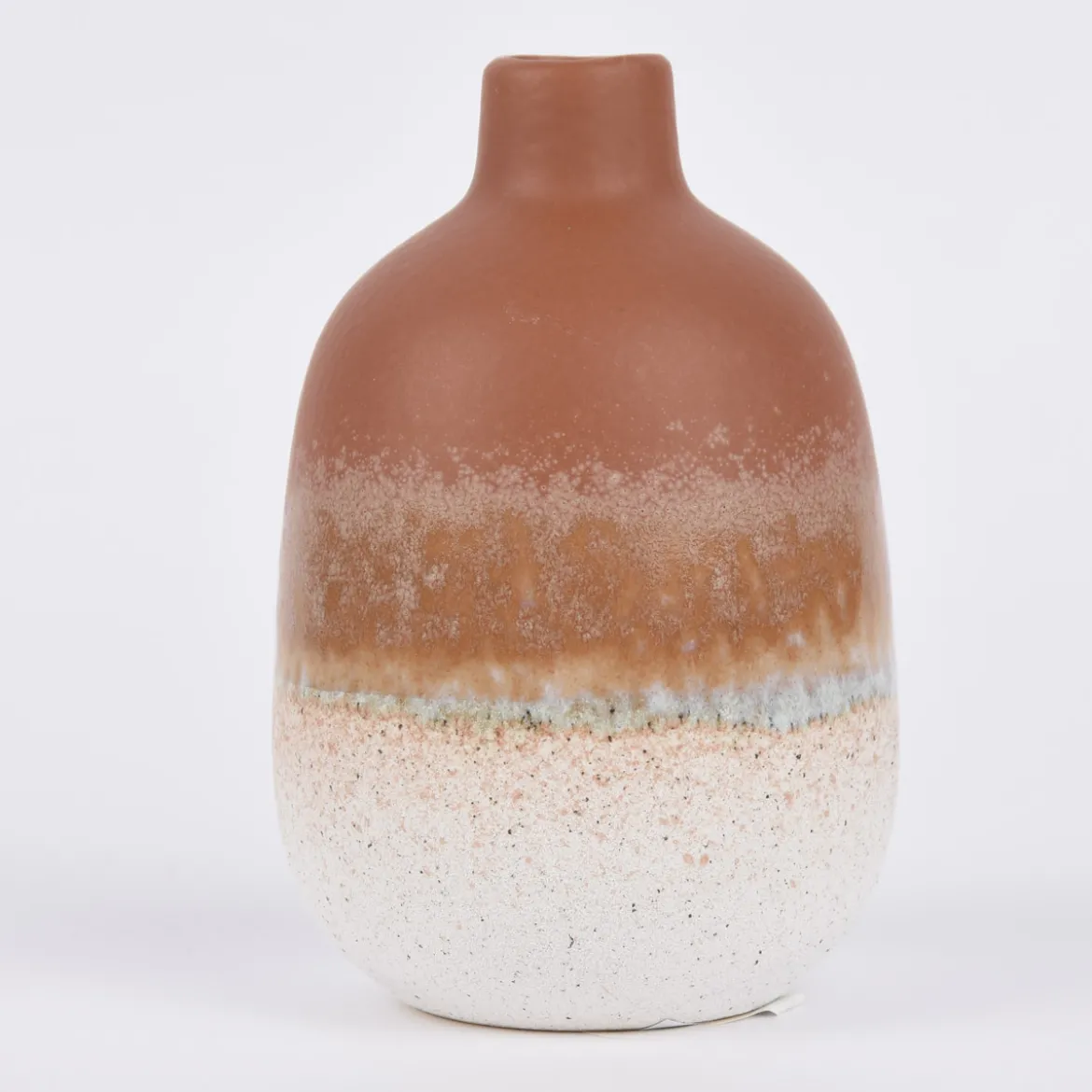 Sass & Belle kleine Vase Mojave glasiert Steinzeug braun weiß 7,5x11,5cm