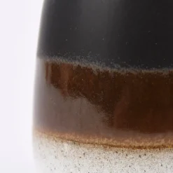 Sass & Belle kleine Vase Mojave glasiert Steinzeug schwarz braun weiß 7,5x11,5cm