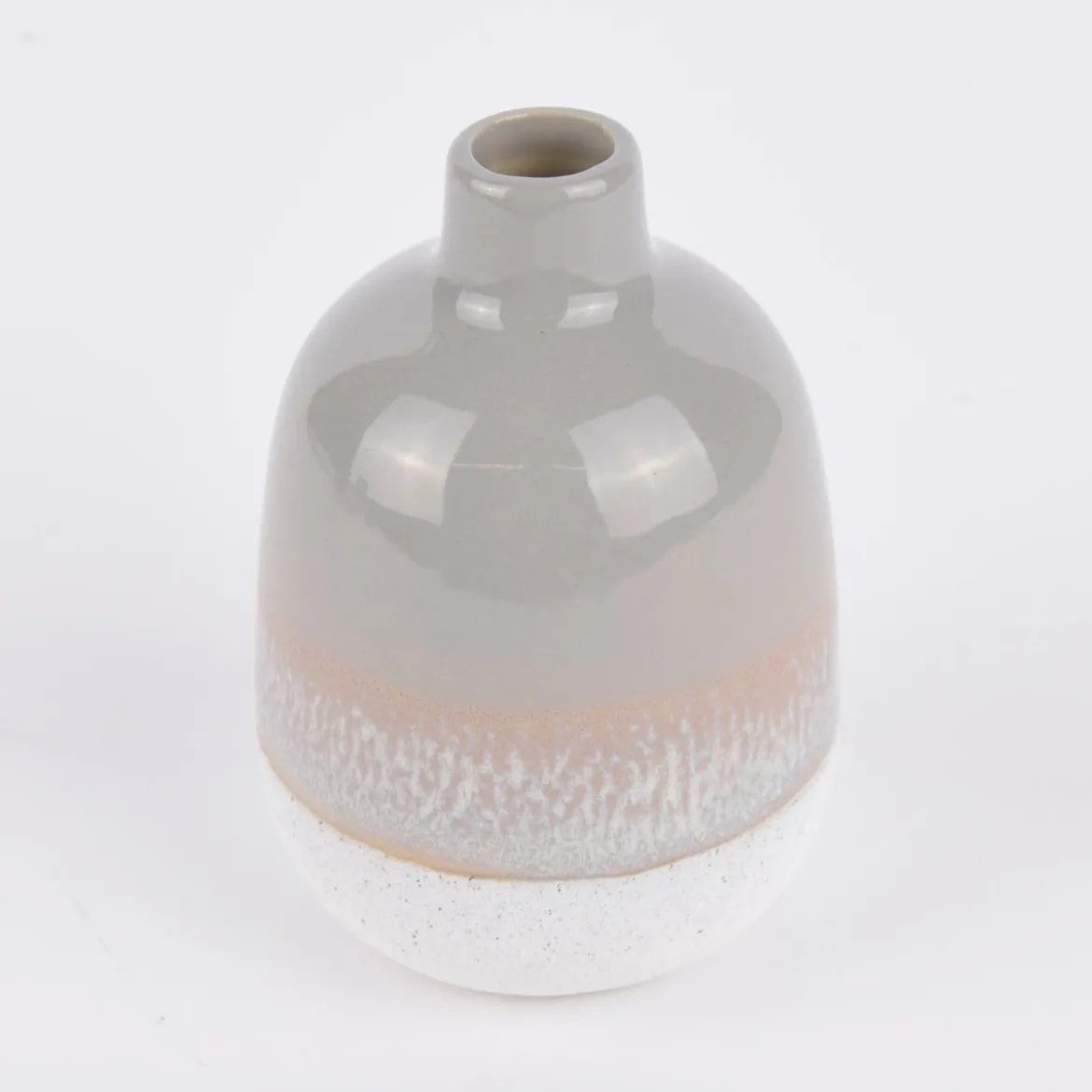 Sass & Belle kleine Vase Mojave glasiert Steinzeug grau weiß 7,5x11,5cm