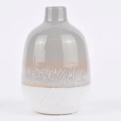 Sass & Belle kleine Vase Mojave glasiert Steinzeug grau weiß 7,5x11,5cm