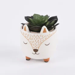Sass & Belle Mini Pflanztopf Fuchs weiß orange braun 8x8,5cm
