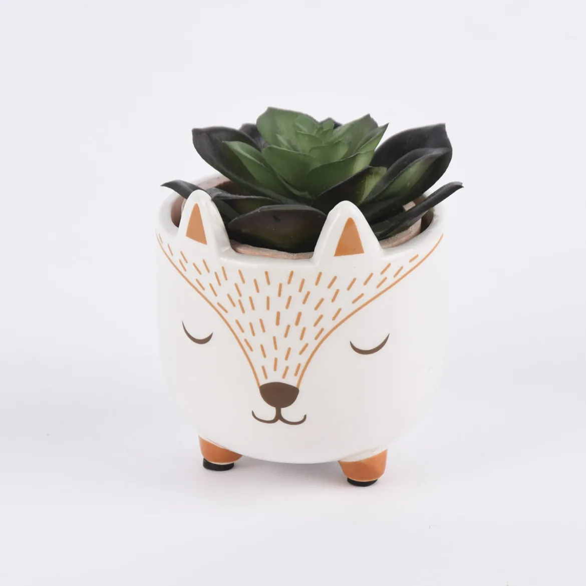 Sass & Belle Mini Pflanztopf Fuchs weiß orange braun 8x8,5cm