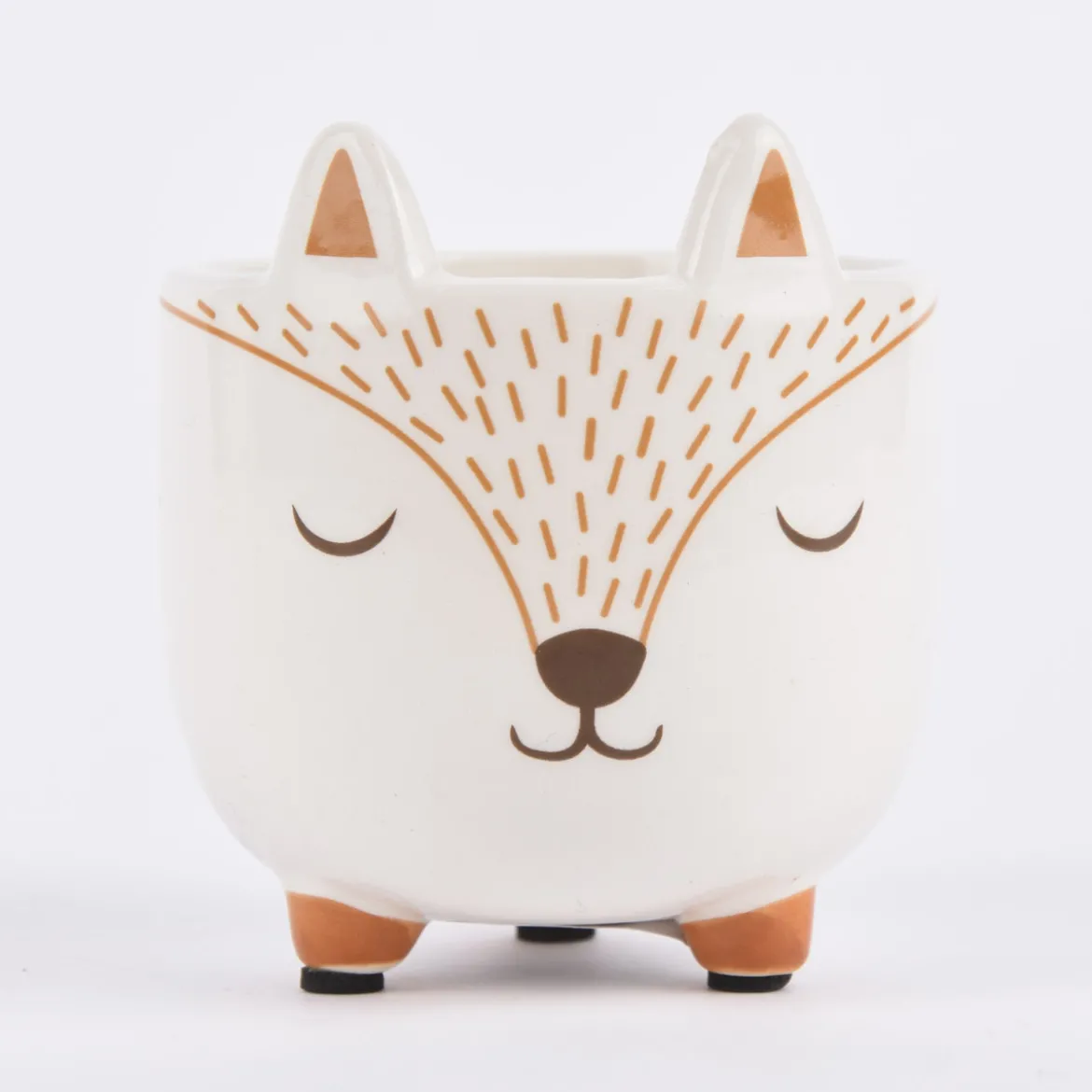 Sass & Belle Mini Pflanztopf Fuchs weiß orange braun 8x8,5cm