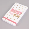 Sass & Belle Notizblock Busy being a mum liniert Sterne weiß goldfarbig rosa 15x9x1,5cm