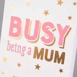 Sass & Belle Notizblock Busy being a mum liniert Sterne weiß goldfarbig rosa 15x9x1,5cm