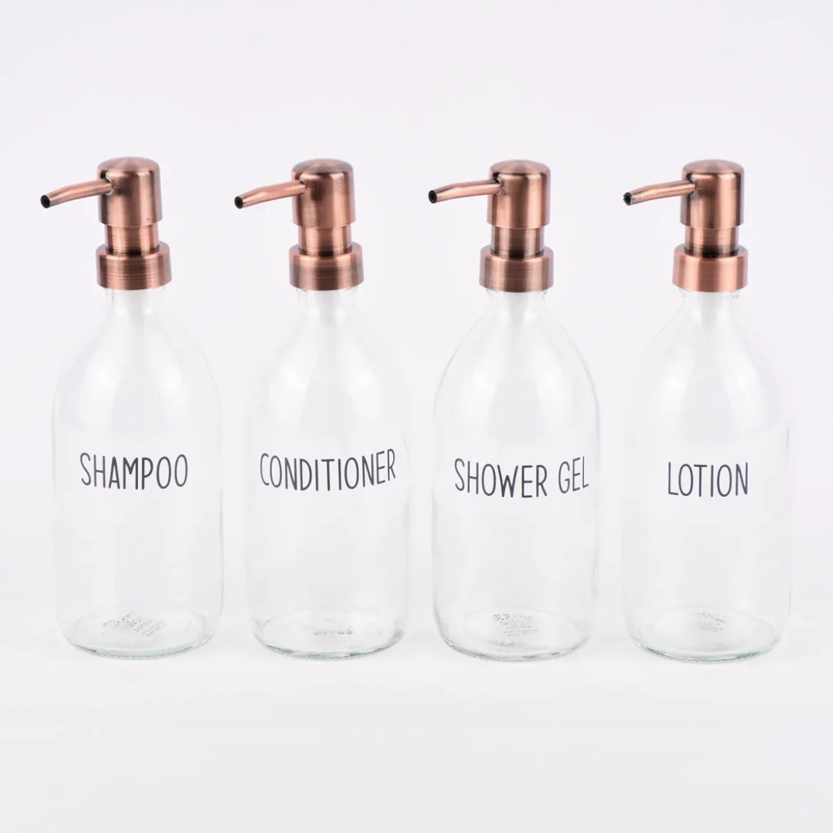 Sass & Belle Pumpflasche Badezimmer Glas klar rosegold 10x22,5cm verschiedene Varianten