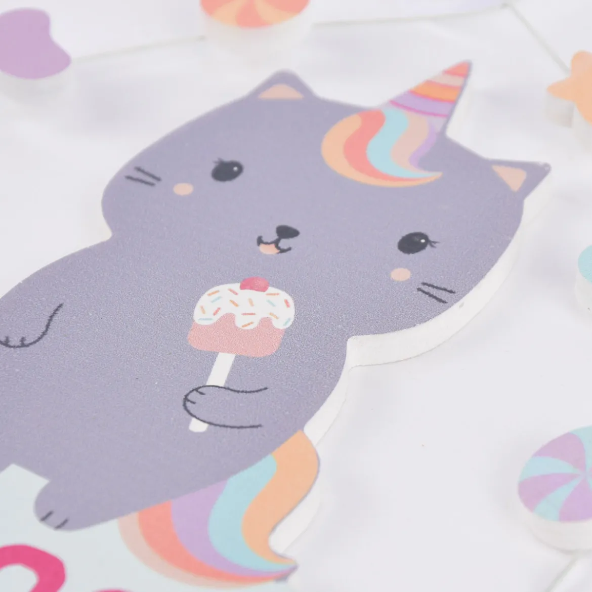 Sass & Belle Schild My Room Katze Regenbogen grau bunt 16,5x18cm