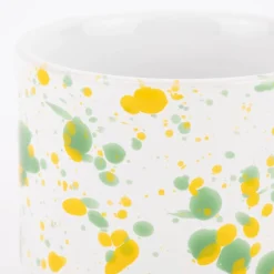 Sass & Belle Tasse Farbspritzer Steinzeug weiß gelb grün natur 360ml