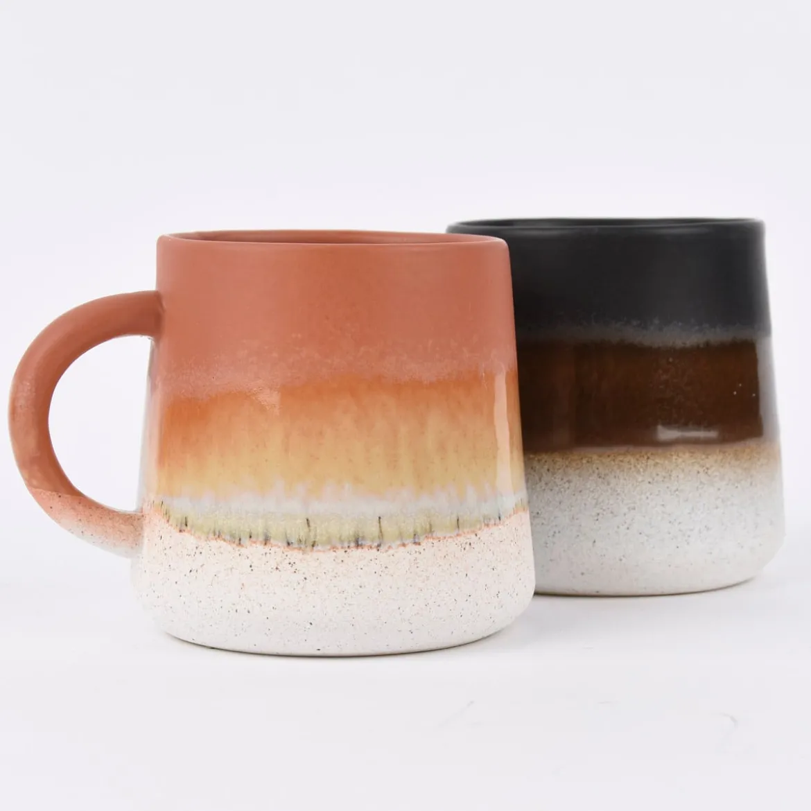 Sass & Belle Tasse Mojave glasiert Steinzeug schwarz braun weiß 350ml