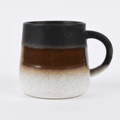 Sass & Belle Tasse Mojave glasiert Steinzeug schwarz braun weiß 350ml