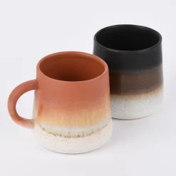 Sass & Belle Tasse Mojave glasiert Steinzeug schwarz braun weiß 350ml