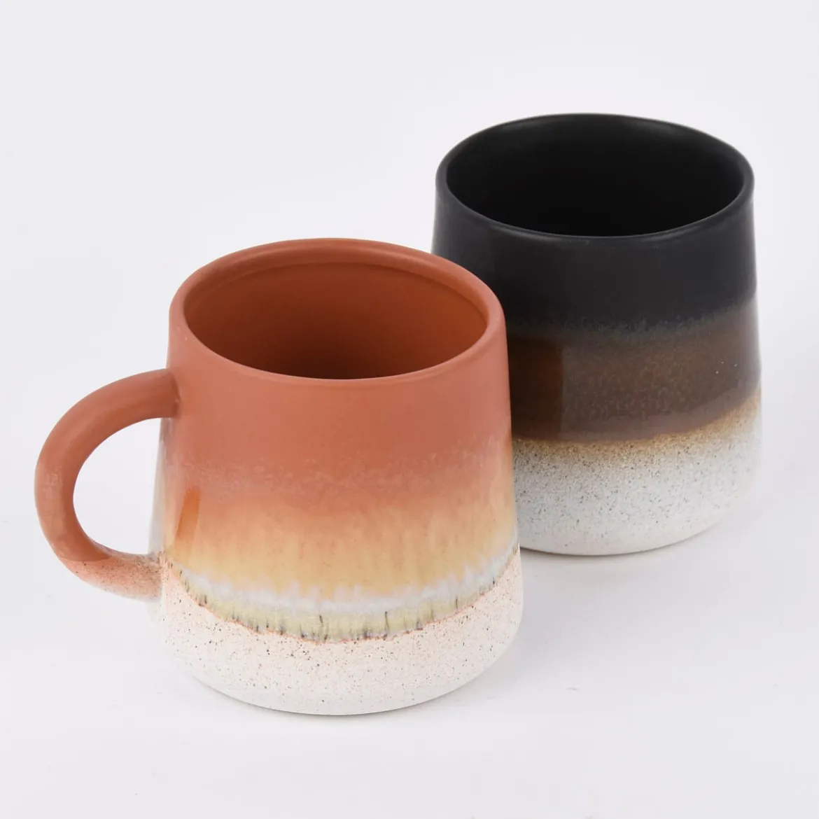 Sass & Belle Tasse Mojave glasiert Steinzeug schwarz braun weiß 350ml