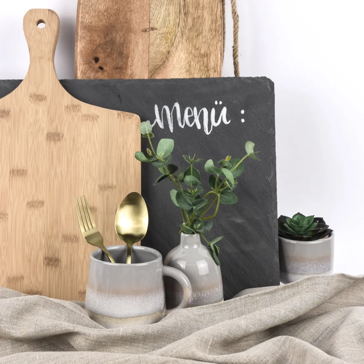 Sass & Belle Tasse Mojave glasiert Steinzeug grau weiß 350ml