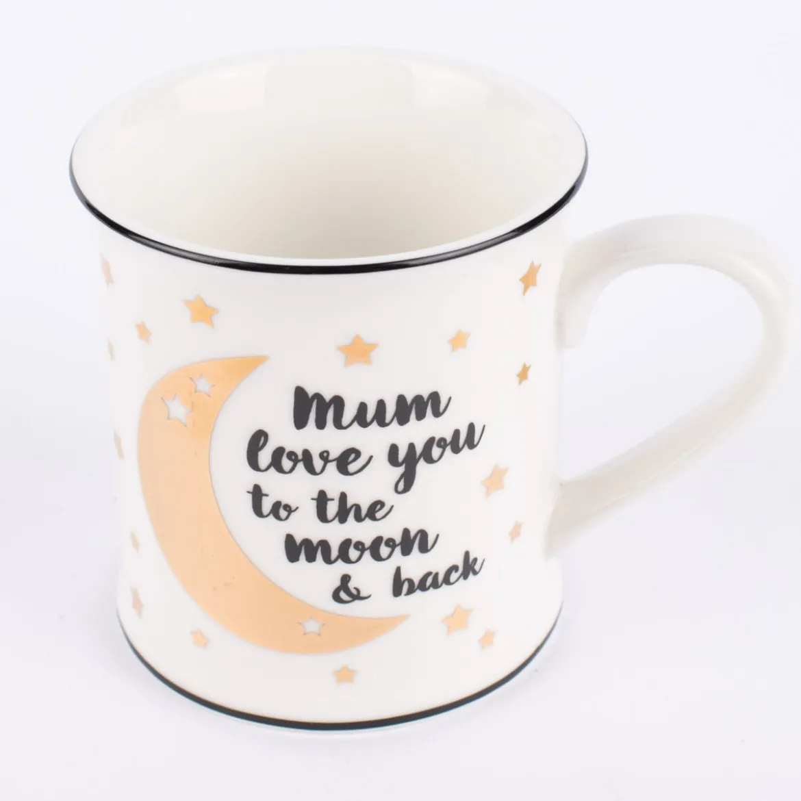 Sass & Belle Tasse Mum love you to the moon & back Porzellan weiß schwarz goldfarbig 400ml
