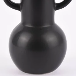 Sass & Belle Vase Amphora abstrakt bauchig Dolomit matt schwarz 14x20cm
