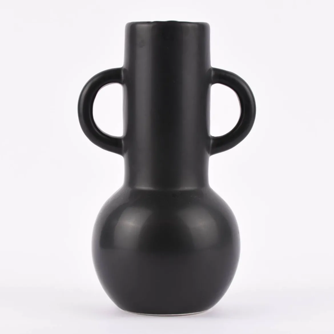Sass & Belle Vase Amphora abstrakt bauchig Dolomit matt schwarz 14x20cm