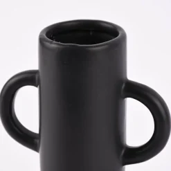 Sass & Belle Vase Amphora abstrakt bauchig Dolomit matt schwarz 14x20cm