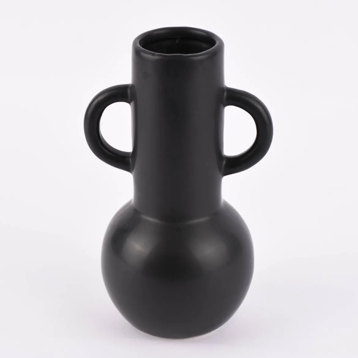 Sass & Belle Vase Amphora abstrakt bauchig Dolomit matt schwarz 14x20cm