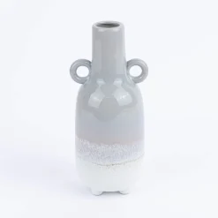 Sass & Belle Vase Mojave glasiert Steinzeug grau weiß 23x10,5cm