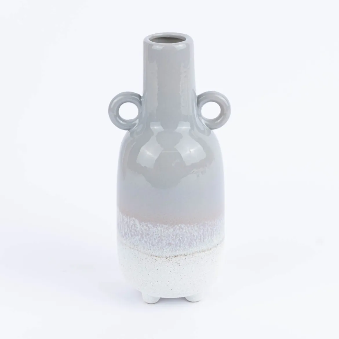 Sass & Belle Vase Mojave glasiert Steinzeug grau weiß 23x10,5cm