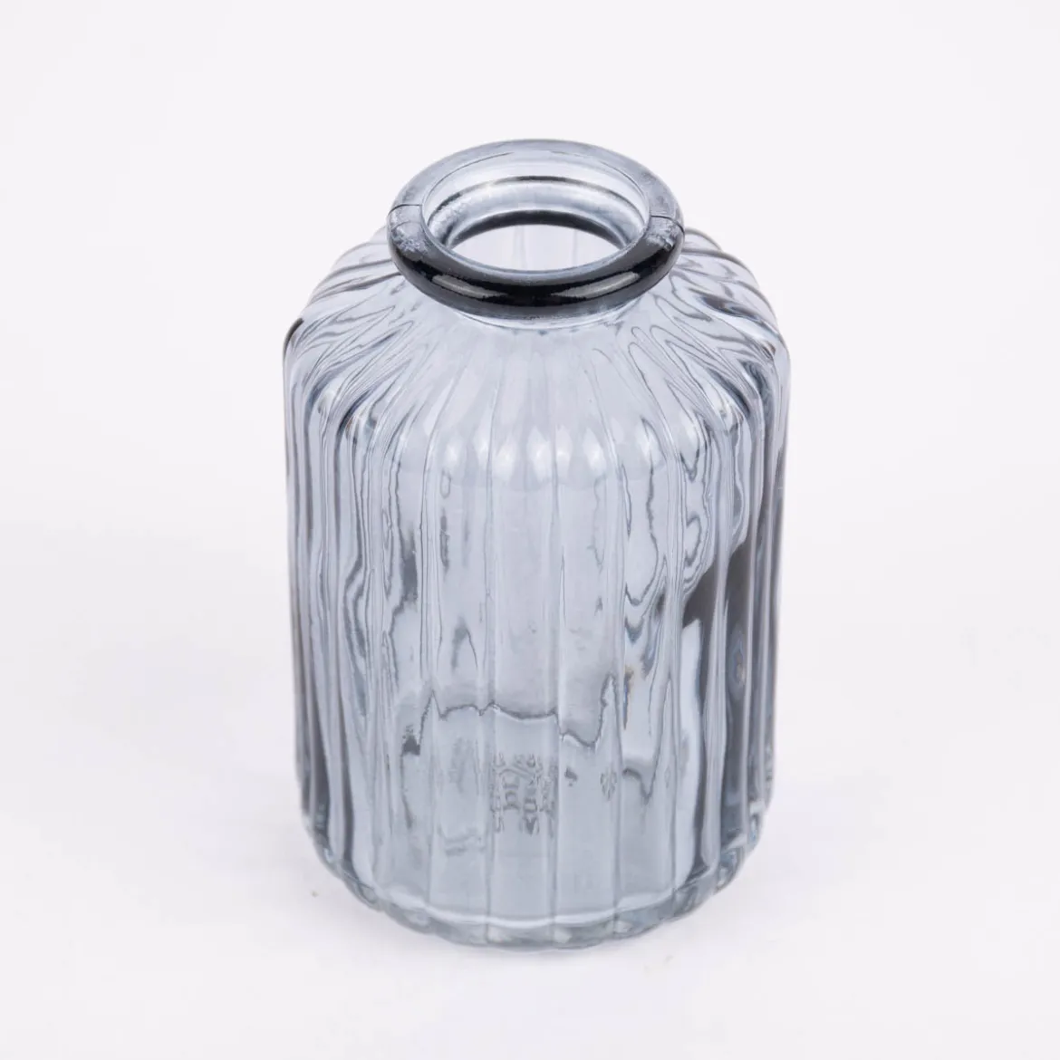 Sass & Belle Vasen klein 3er Set Glas gerillt grau verschiedene Formen