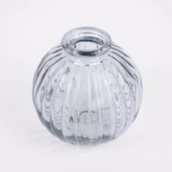 Sass & Belle Vasen klein 3er Set Glas gerillt grau verschiedene Formen