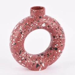 Sass & Belle Vase Ring Farbspritzer Steinzeug matt beere weiß schwarz 20x22,5x7cm