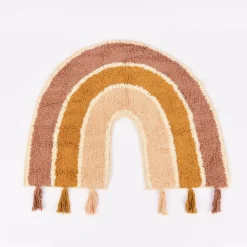 Sass & Belle Vorleger Regenbogen mit Quasten creme rosa 64x50cm