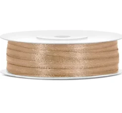 Satinband hellgold 3mm breit 1 Rolle mit 50m Dekoband & Geschenkband
