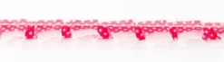 Satinband mit Organza und Punkten pink 1,9cm