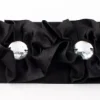 Satinband Rüschen mit Glitzer Stein schwarz Breite: 4cm