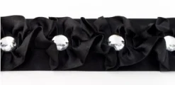 Satinband Rüschen mit Glitzer Stein schwarz Breite: 4cm