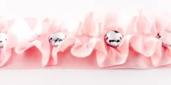 Satinband Rüschen mit Glitzer Stein rosa Breite: 4cm
