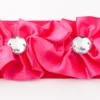 Satinband Rüschen mit Glitzer Stein pink Breite: 4cm