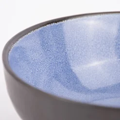 Schale Bowl mit gewelltem Rand reactive glaze reaktive Glasur blau 17,5x6,5cm