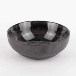 Schale Bowl mit gewelltem Rand reactive glaze reaktive Glasur schwarz 17,5x6,5cm