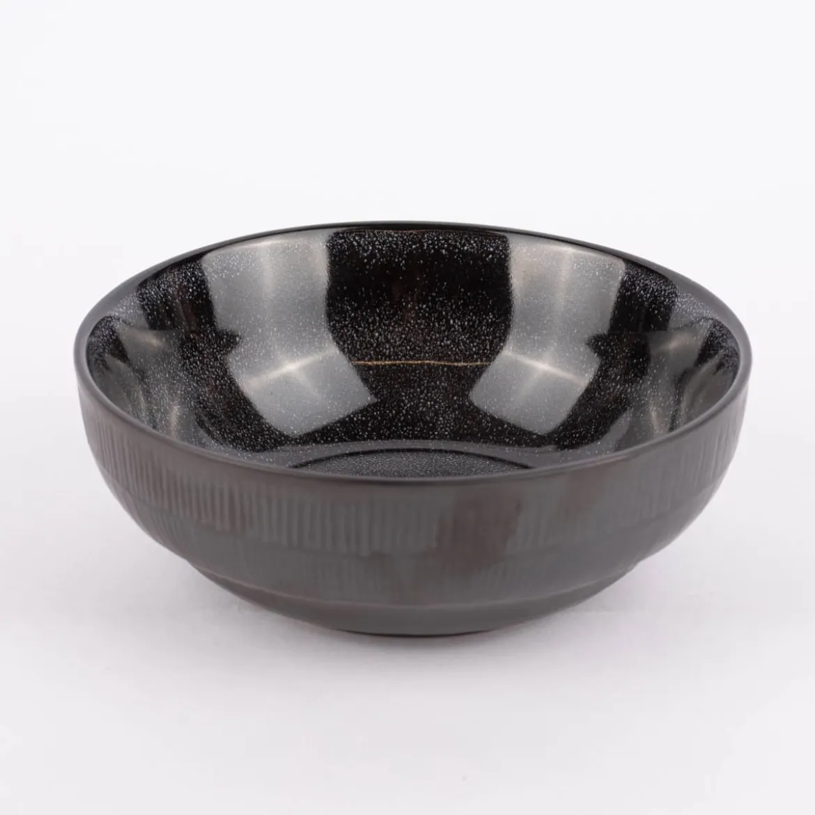 Schale Bowl mit gewelltem Rand reactive glaze reaktive Glasur schwarz 17,5x6,5cm